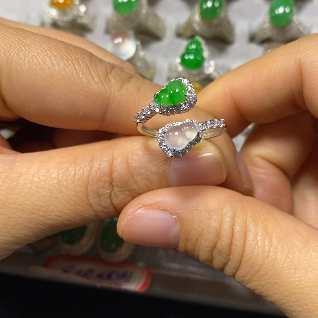 翡翠银S925镶嵌戒指戒指