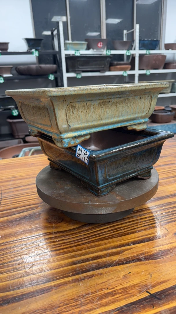 王兵紫砂高温还原釉盆小长方盆