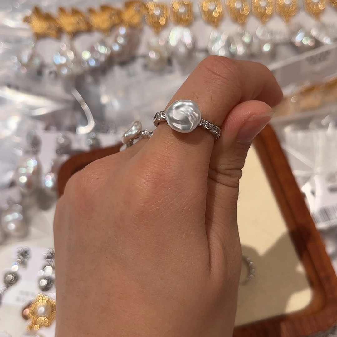 合金淡水珍珠耳饰