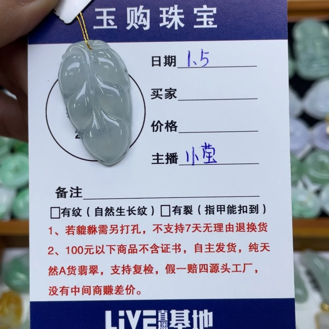 颈饰未镶嵌翡翠叶子