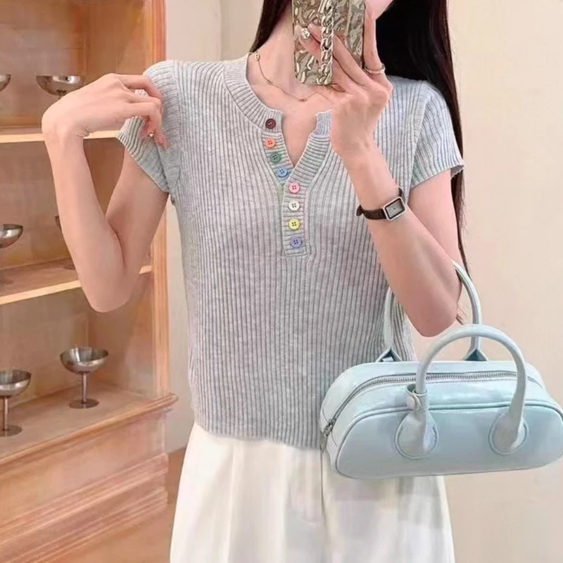 韩版设计感显瘦冰丝坎肩上衣2025夏季新款洋气时尚百搭减龄短袖