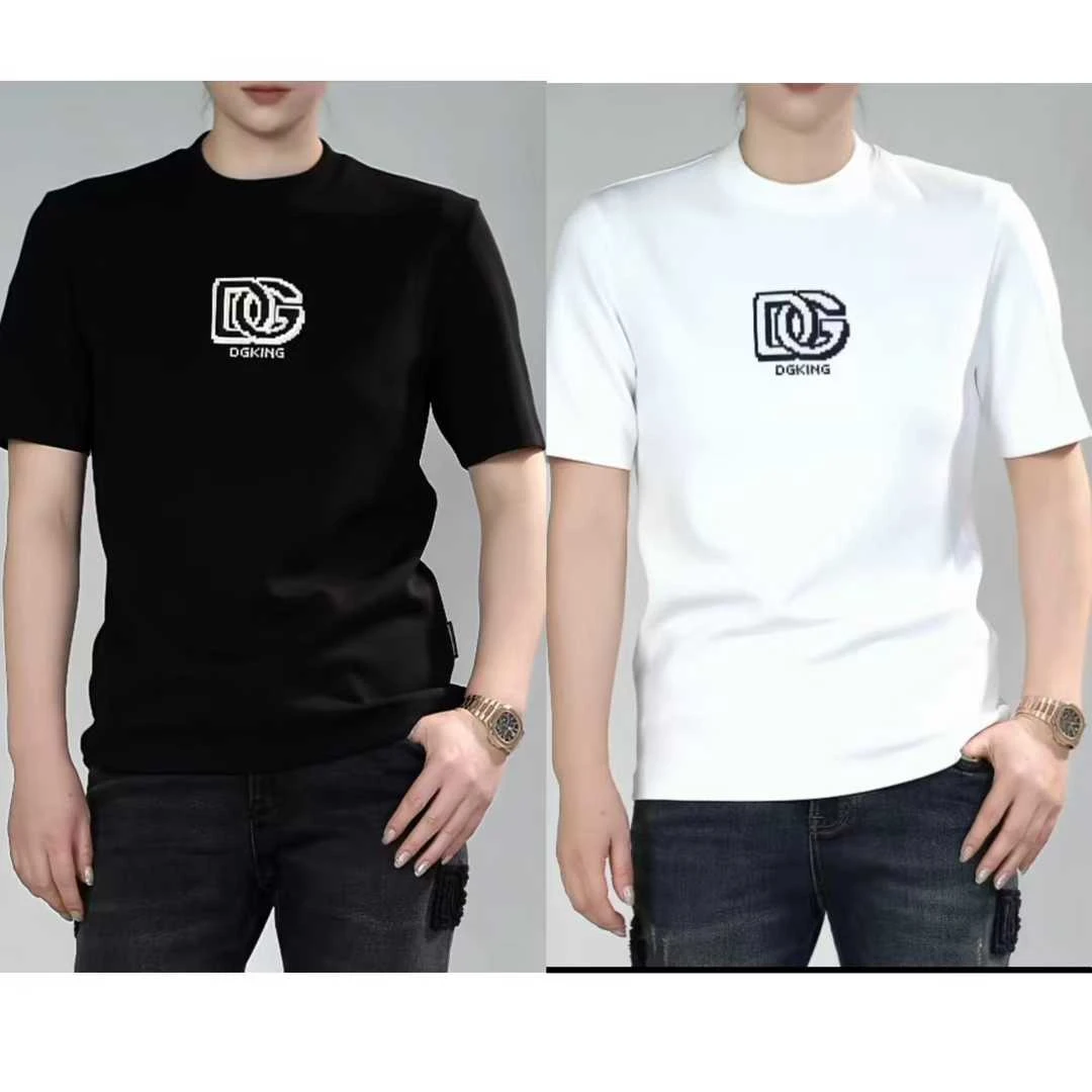2K173   DG迪噶雅男士莫代尔棉秋冬新男士像素风刺绣logo短袖T恤