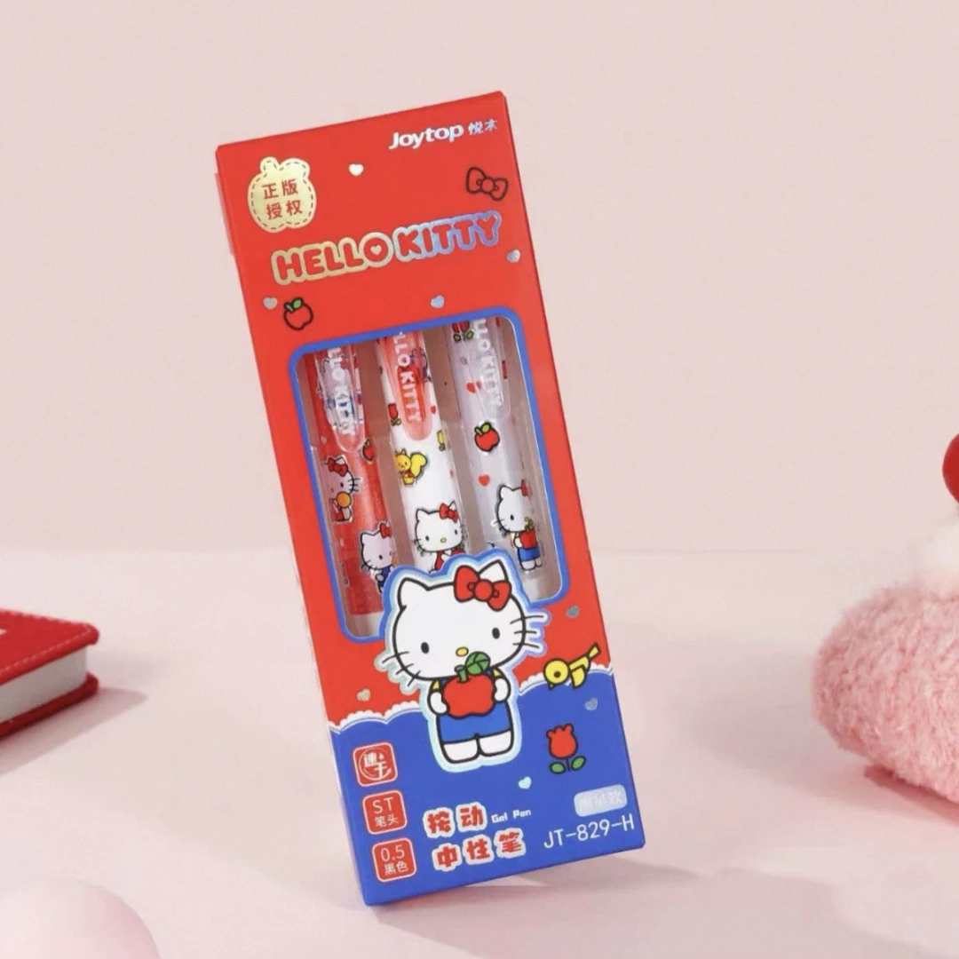 三丽鸥可爱凯蒂猫按动中性笔文具hellokitty学生0.5黑色黑笔