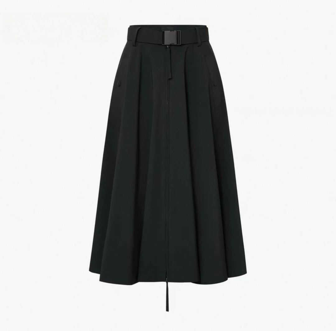 【现货】25新品黑色机能风高腰蓬松小黑裙附腰带MBE1SKT032