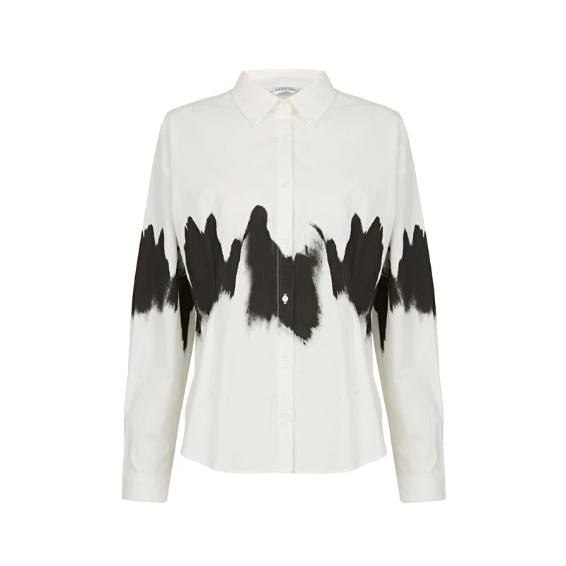 S·DEER圣迪奥女装时尚百搭休闲文艺风简约翻领白色衬衫S24160508