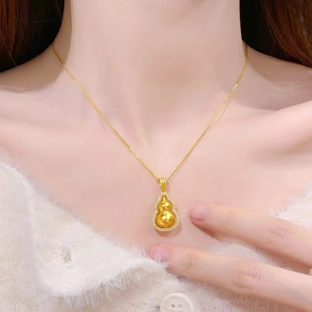 铜合金合成锆石吊坠 葫芦点坠可旋转福禄 古法金吊坠