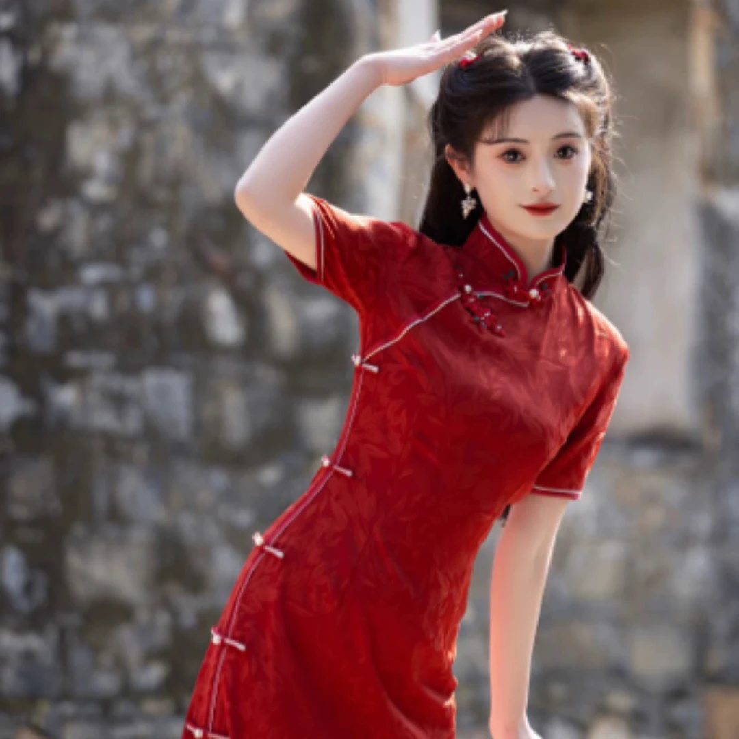 红色旗袍2025新款女夏季敬酒服新娘新中式订婚礼服裙高考旗开得胜