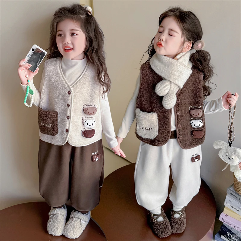 女童加绒马甲外穿加厚一体绒儿童坎肩背心女孩宝宝秋冬装2025新款