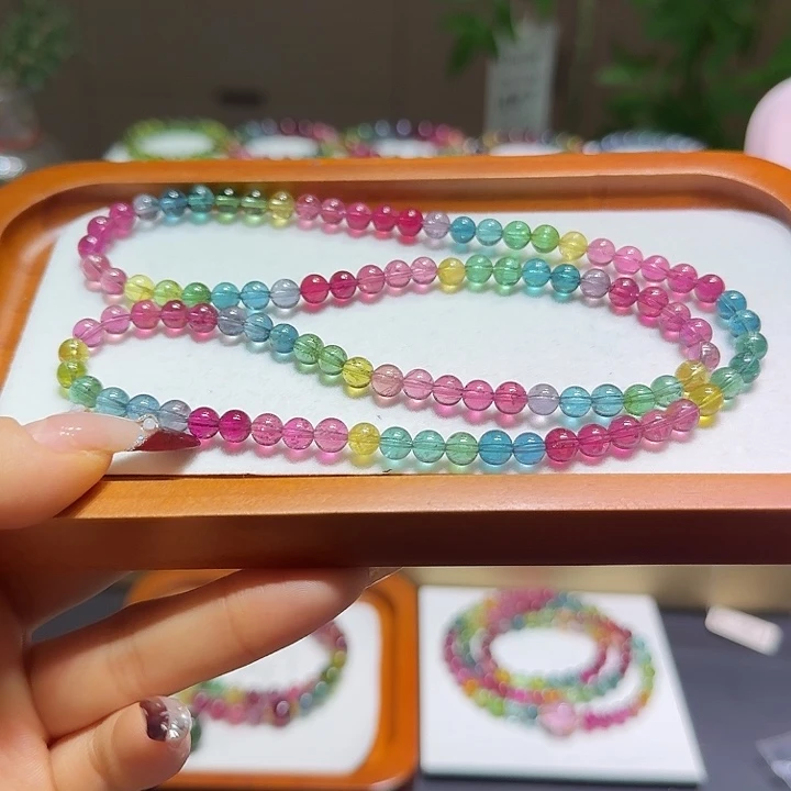 手链碧玺未镶嵌彩虹荧光多圈6