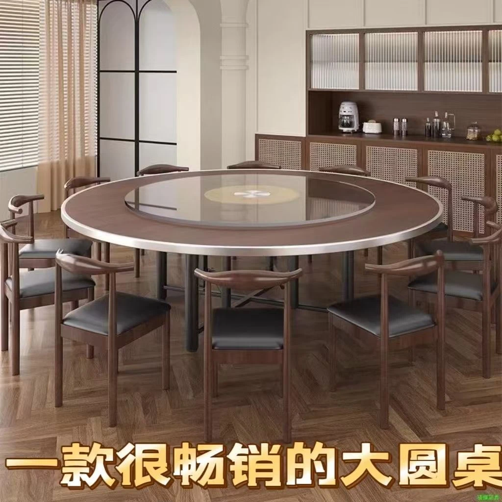 【一周内1000+人拼单】加厚大圆桌10人餐桌实木可折叠宴席家用酒店