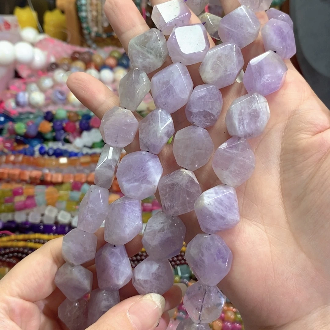 玛瑙/玉髓未镶嵌珠宝半成品紫水晶随型一条卡15*18mm