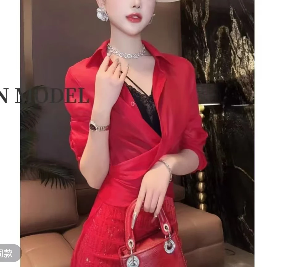 【QIANQIANYU】2025夏季薄款舒适长袖衬衫女装上衣 050566