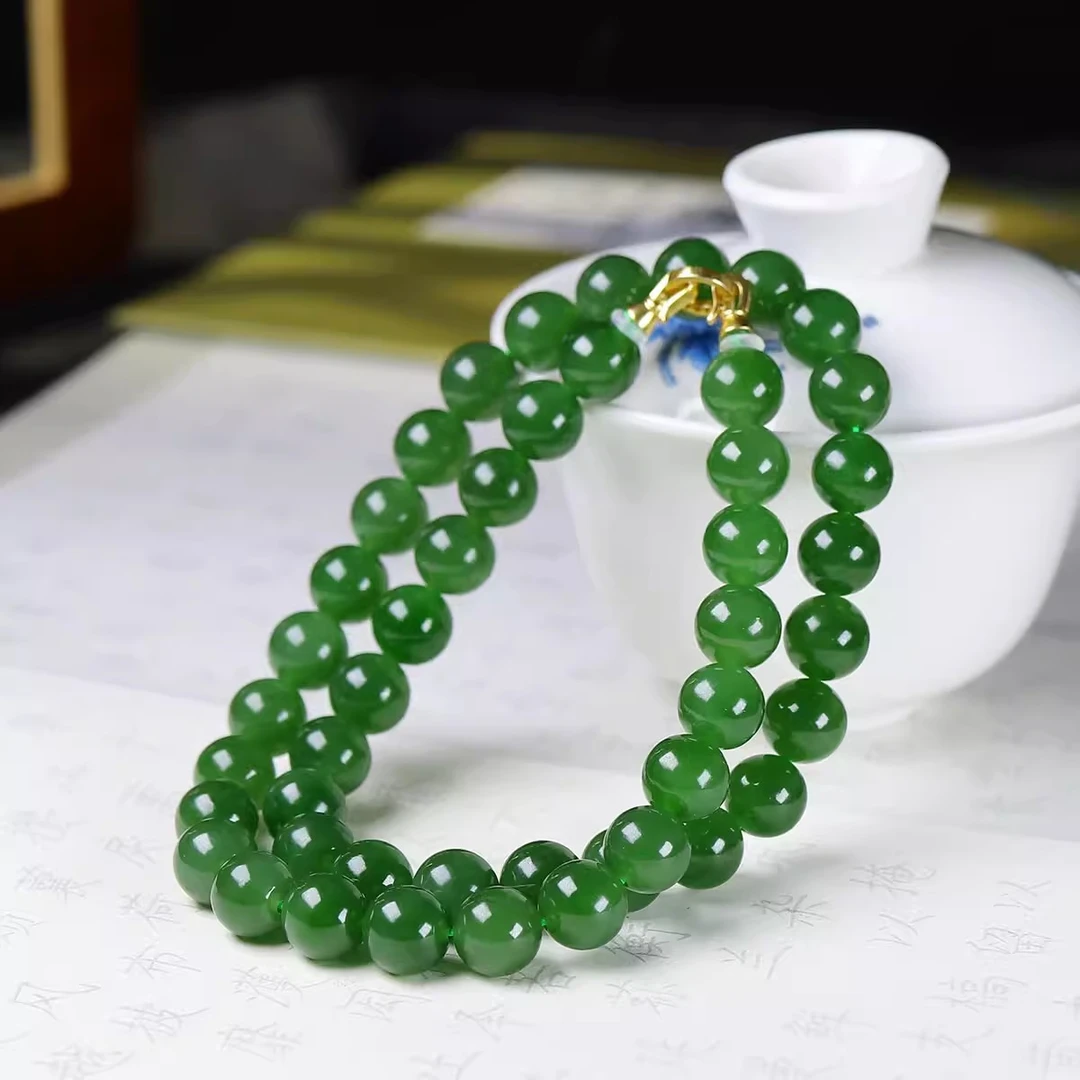 122952和田玉碧玉项链