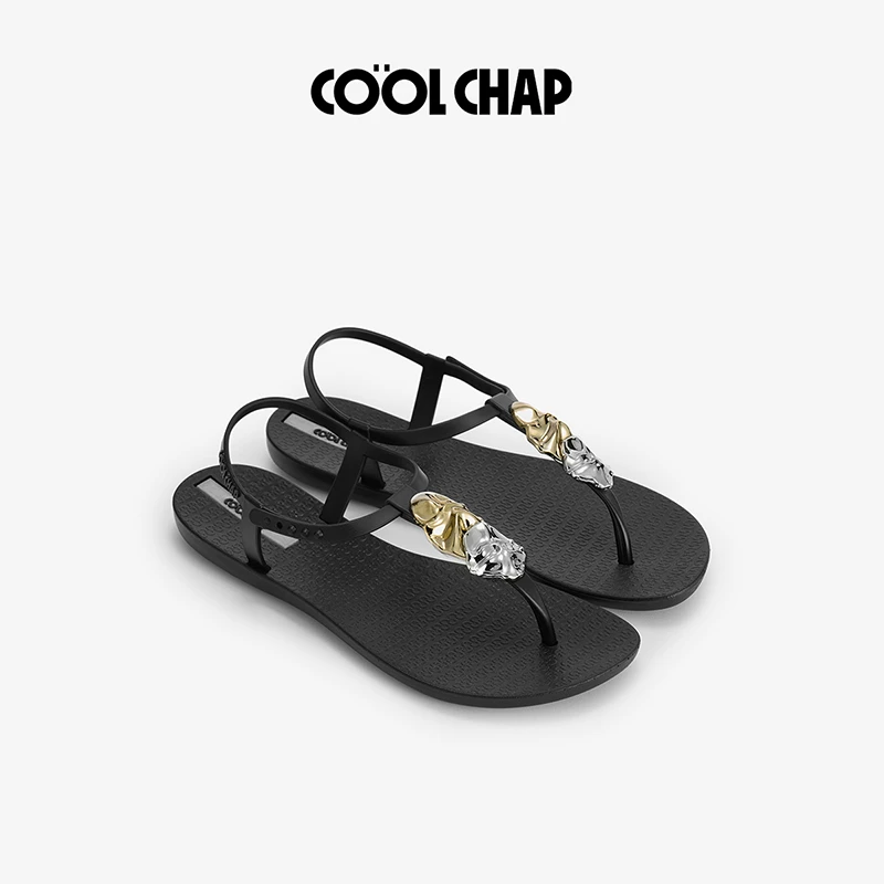 Coolchap夏季新款加密印章系列时尚小香风沙滩女款凉鞋