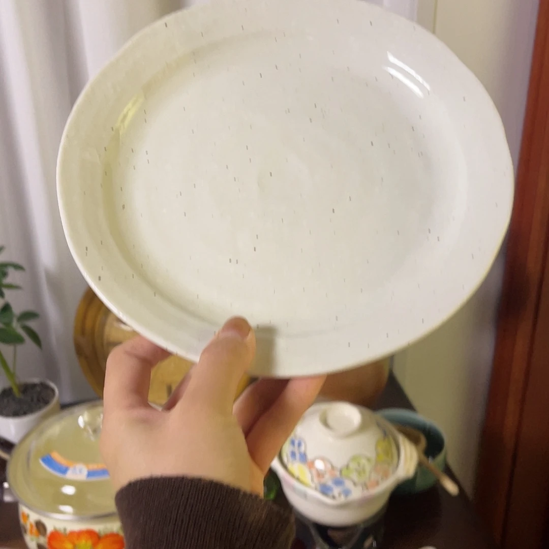 瓷片美浓烧芝麻釉粗陶盘简餐盘25
