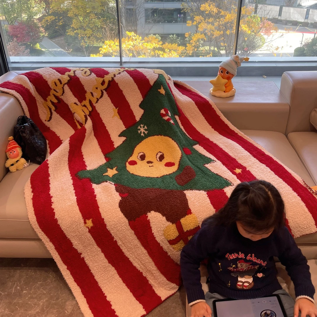 多功能针织半边绒盖毯午睡毛毯沙发毯子超软糯装饰毯可爱少女