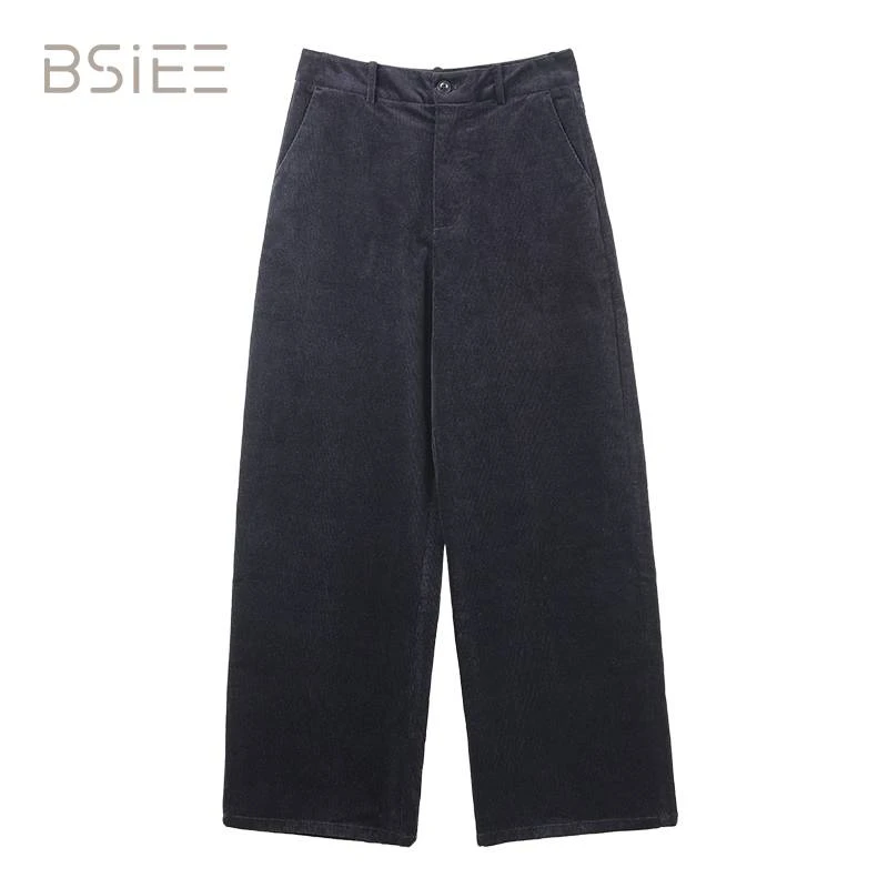 BSIEE/本涩时尚休闲灯芯绒阔腿裤