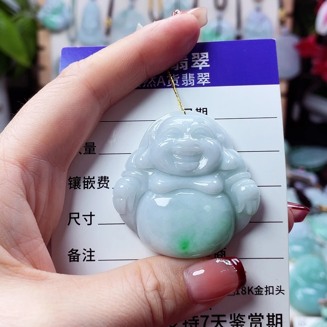 翡翠未镶嵌颈饰佛公33