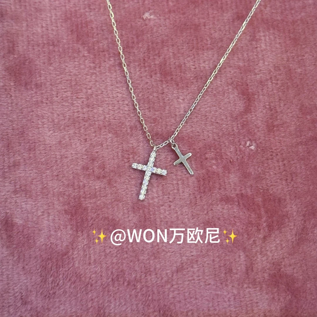 坠链均925银合成锆石 CHANGE x 迷你十字架项链气质简约 主X046