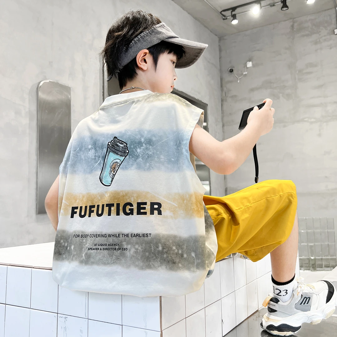 男童夏季中大儿童套装背心套装2025新款夏款休闲男童B5394