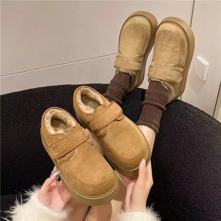 冬季新款百搭勃肯鞋女加绒保暖软底软面棉鞋68066