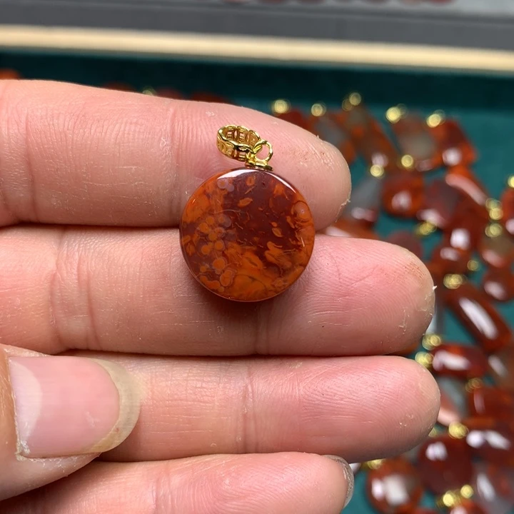 南红玛瑙吊坠(不含链)银S925镶嵌宝*