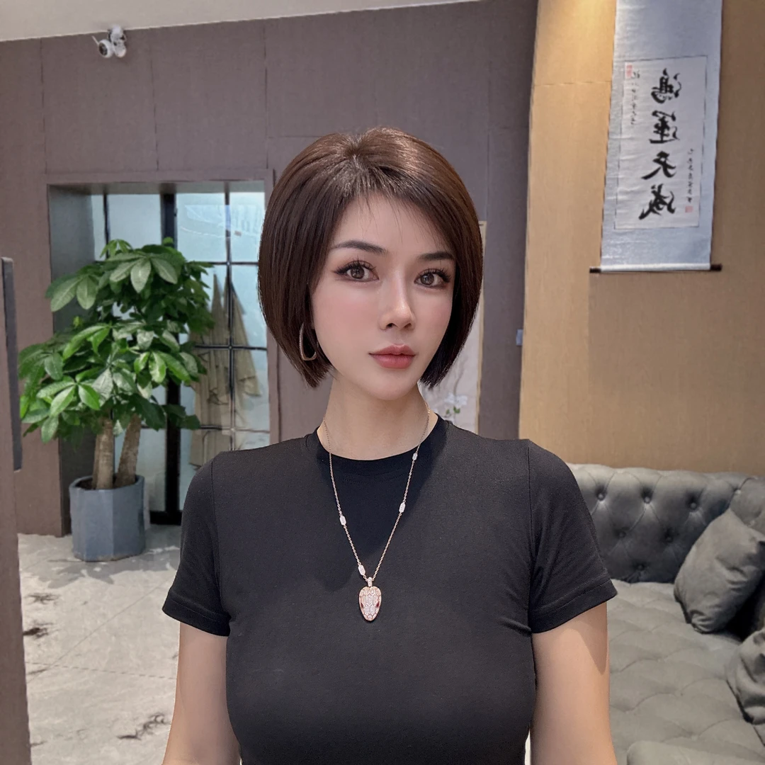 时尚减龄波波头全真发手工钩织假发头顶自然大面积仿真头皮