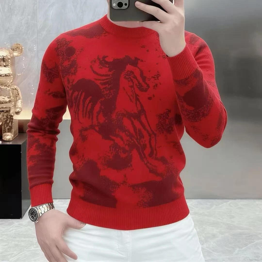 高档轻奢毛衣男士秋冬新款时尚休闲针织衫百搭保暖男装打底衫5232