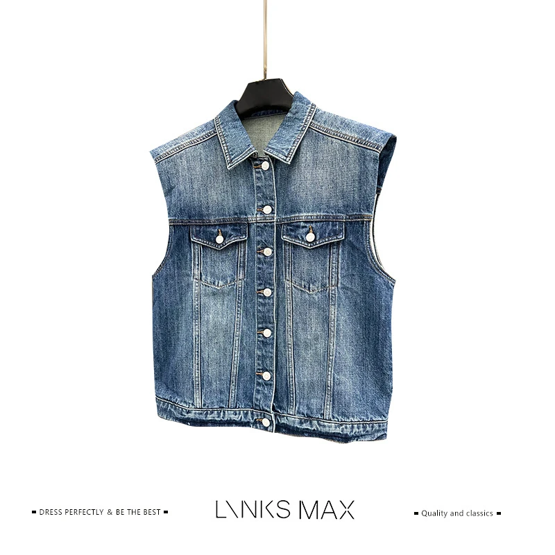 Links Max【可可专属】短款时尚无袖牛仔马甲49486