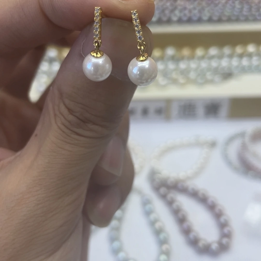 银S925镶嵌海水珍珠耳饰