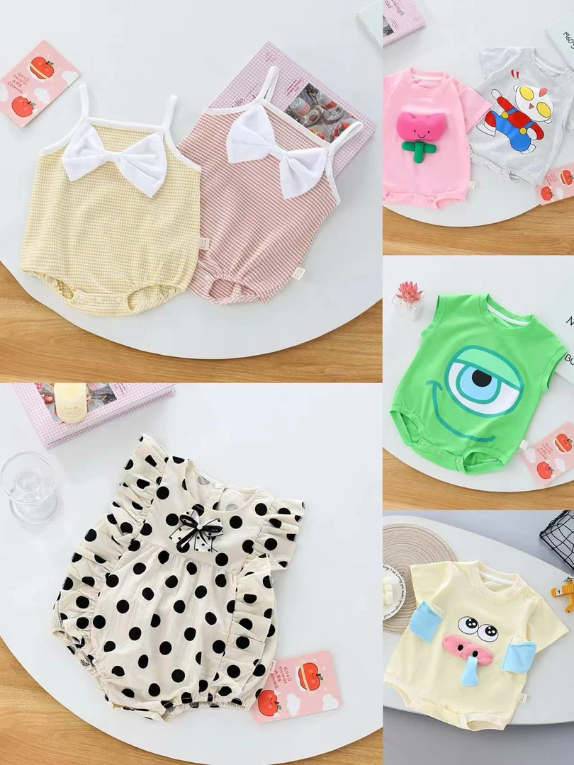 夏季哈衣A类春秋套头薄款爬服女童女韩版无袖男童