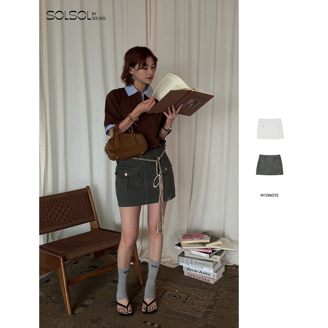 M1DNOTE小众设计师品牌25春夏新品工装短裙SOLSOL买手店