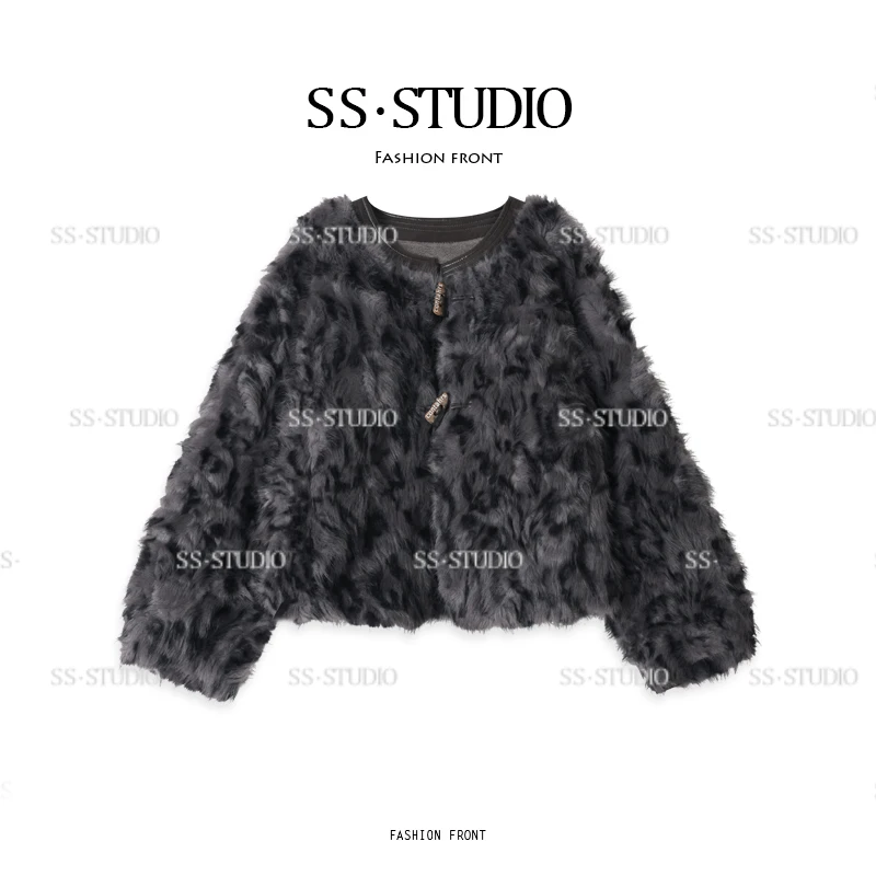 【旷野对话】诗诗·厚款INS风外套小香风豹纹女SS-000041P