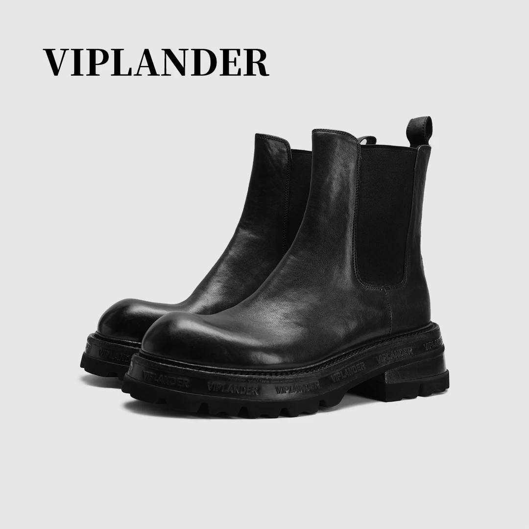 viplander短靴男166332复古做旧手工切尔西靴真皮英伦皮靴秋冬款