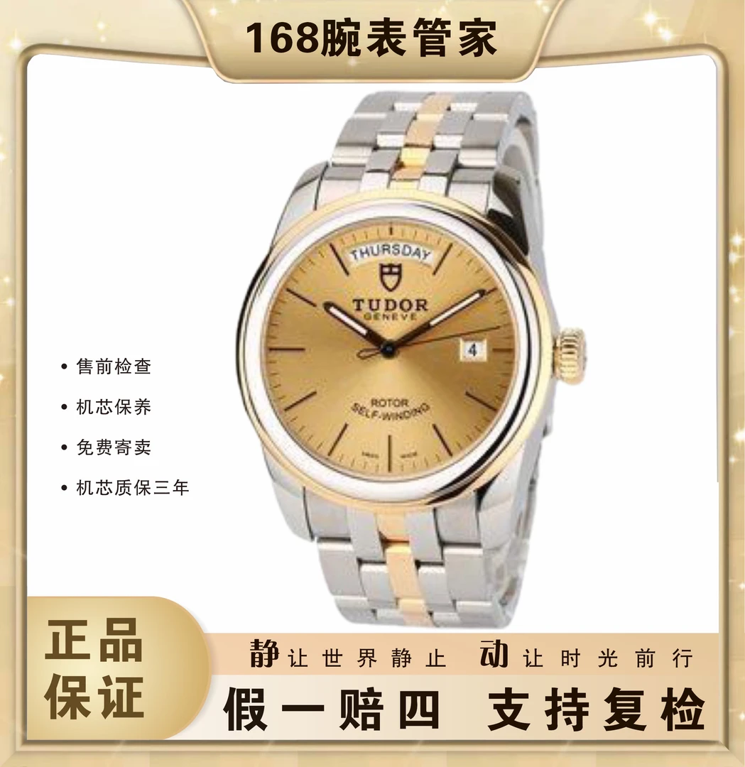 95新 TUDOR/帝舵 骏珏系列/18K间金/男士自动机械/表径39
