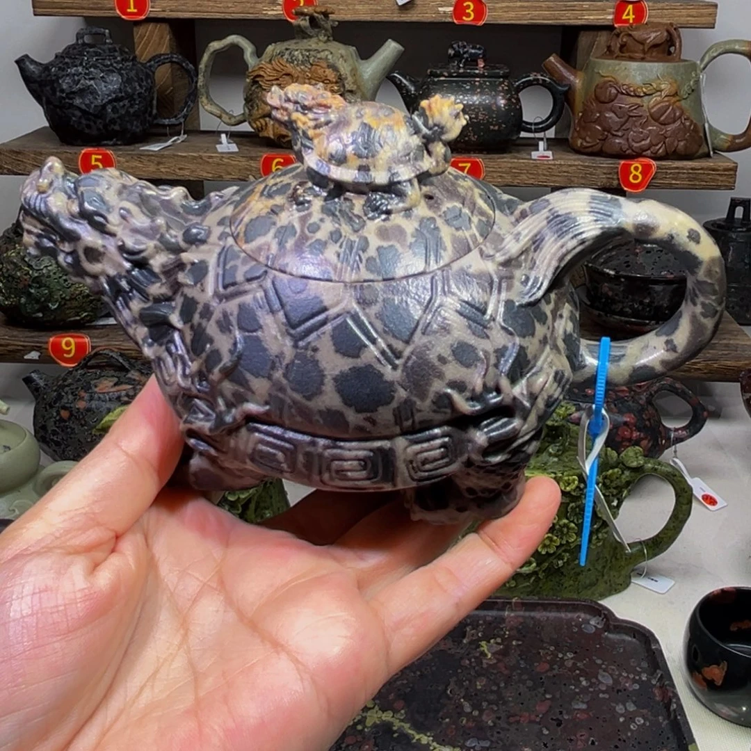 石材冰碛岩龙龟壶有冰纹200c