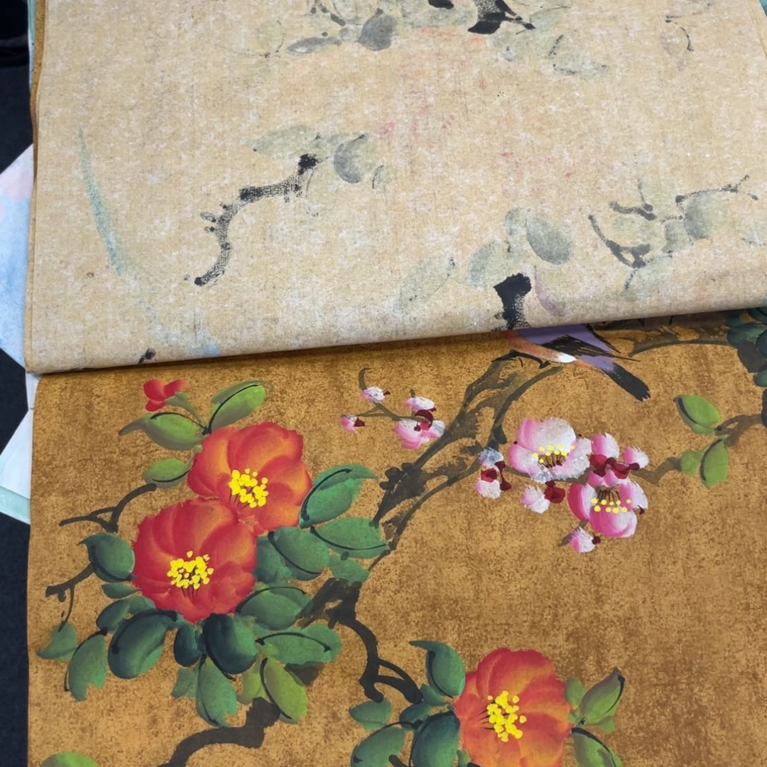 国画卖字画的小男孩