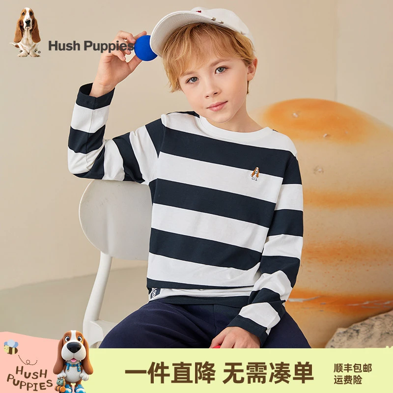 暇步士新款童装舒适长袖圆领春秋T恤