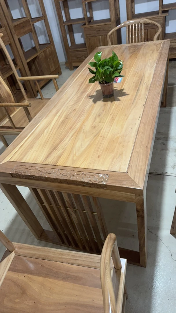 餐桌木板实木桌家用书桌原木新中式禅意榫卯结构复古桌子民俗民风