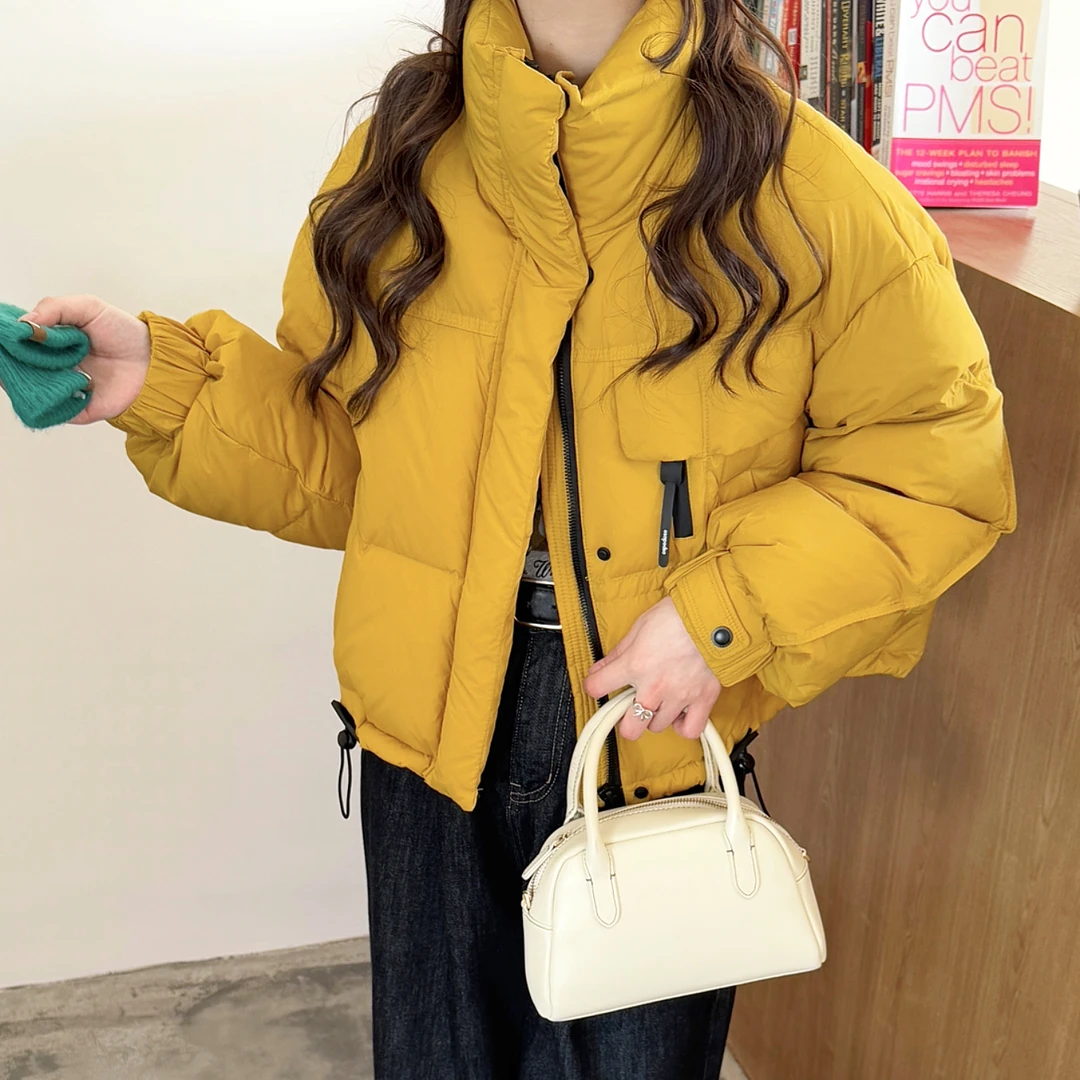 2025新款冬季减龄百搭韩系立领白鸭绒羽绒服女
