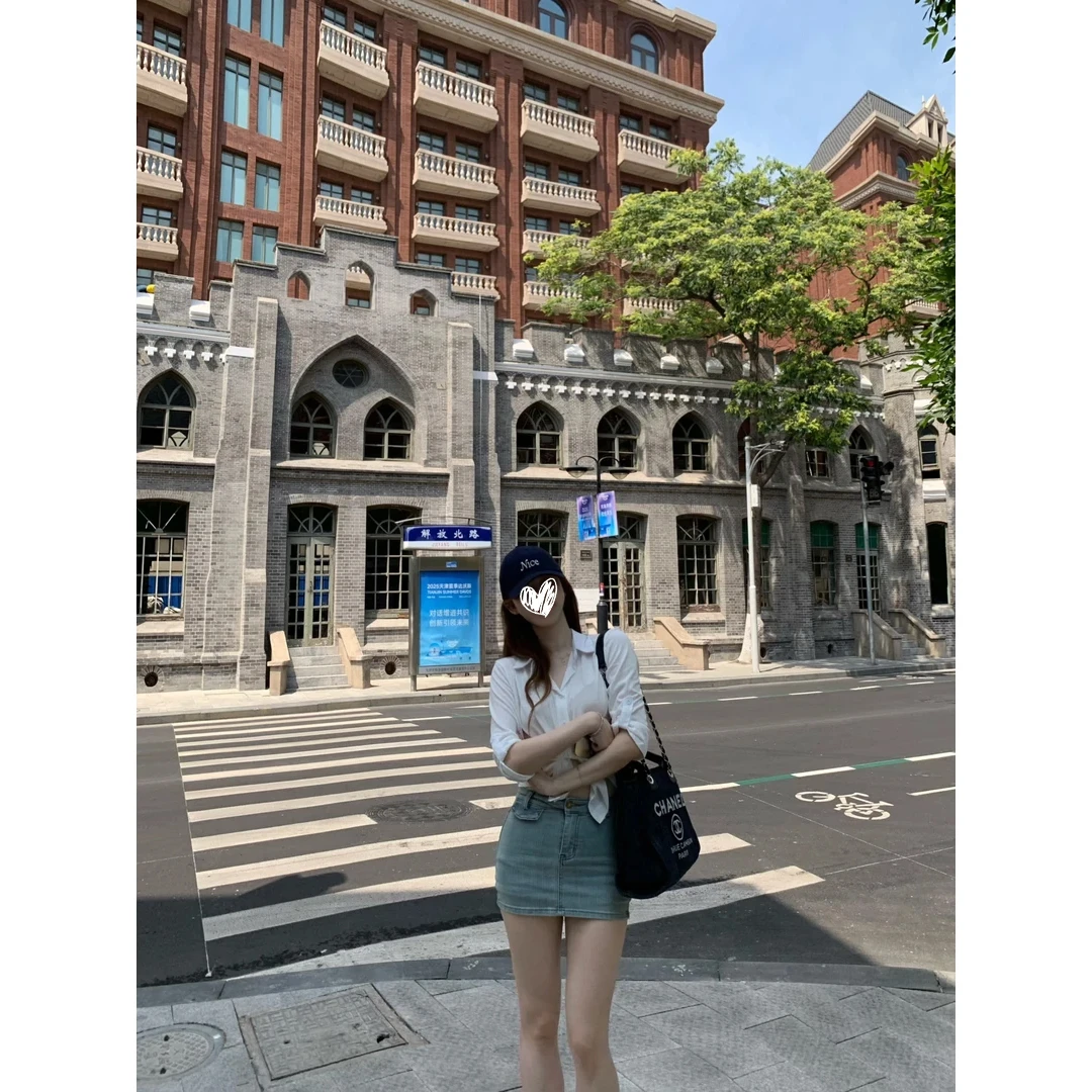 ke7en滑滑的衬衫随性韩系白色防晒