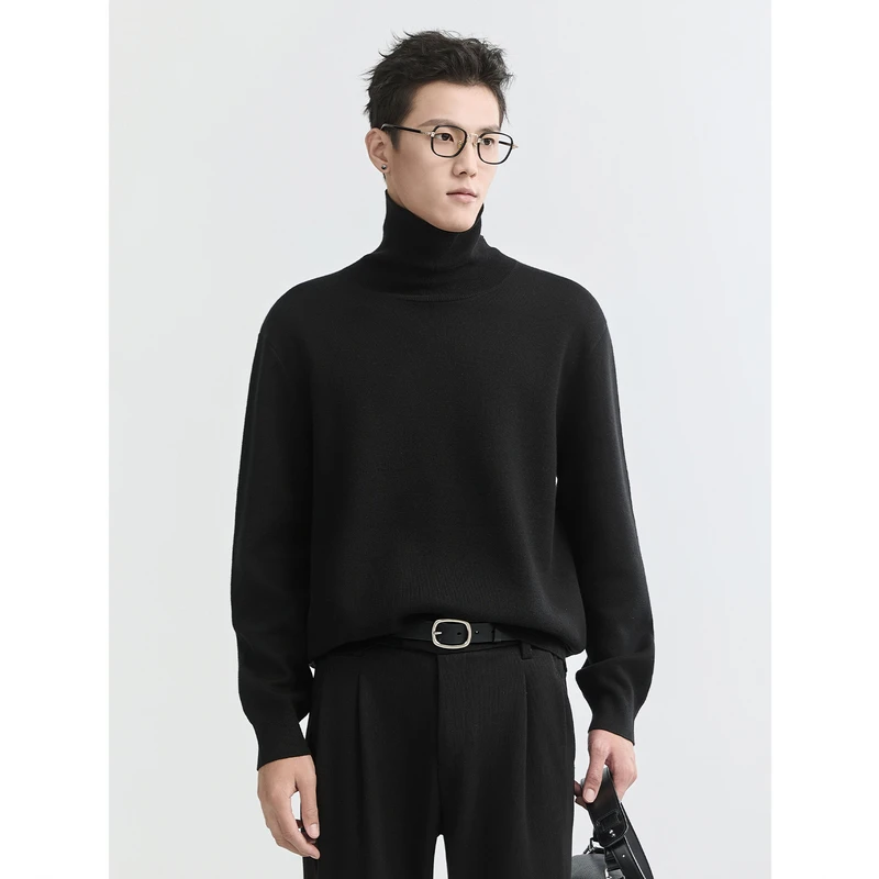 BJZE伯爵卓尔远红外保暖中高领纯色休闲宽松针织衫男款Y443394