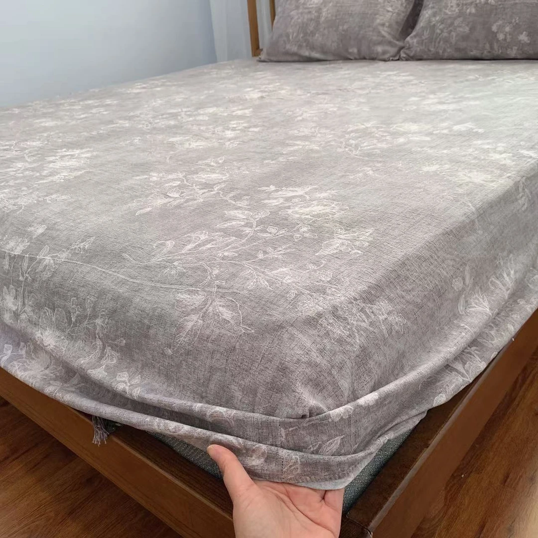 【水墨】简麻原麻加厚轻磨绒亚麻感1.8X2床笠床垫保护套四季可用