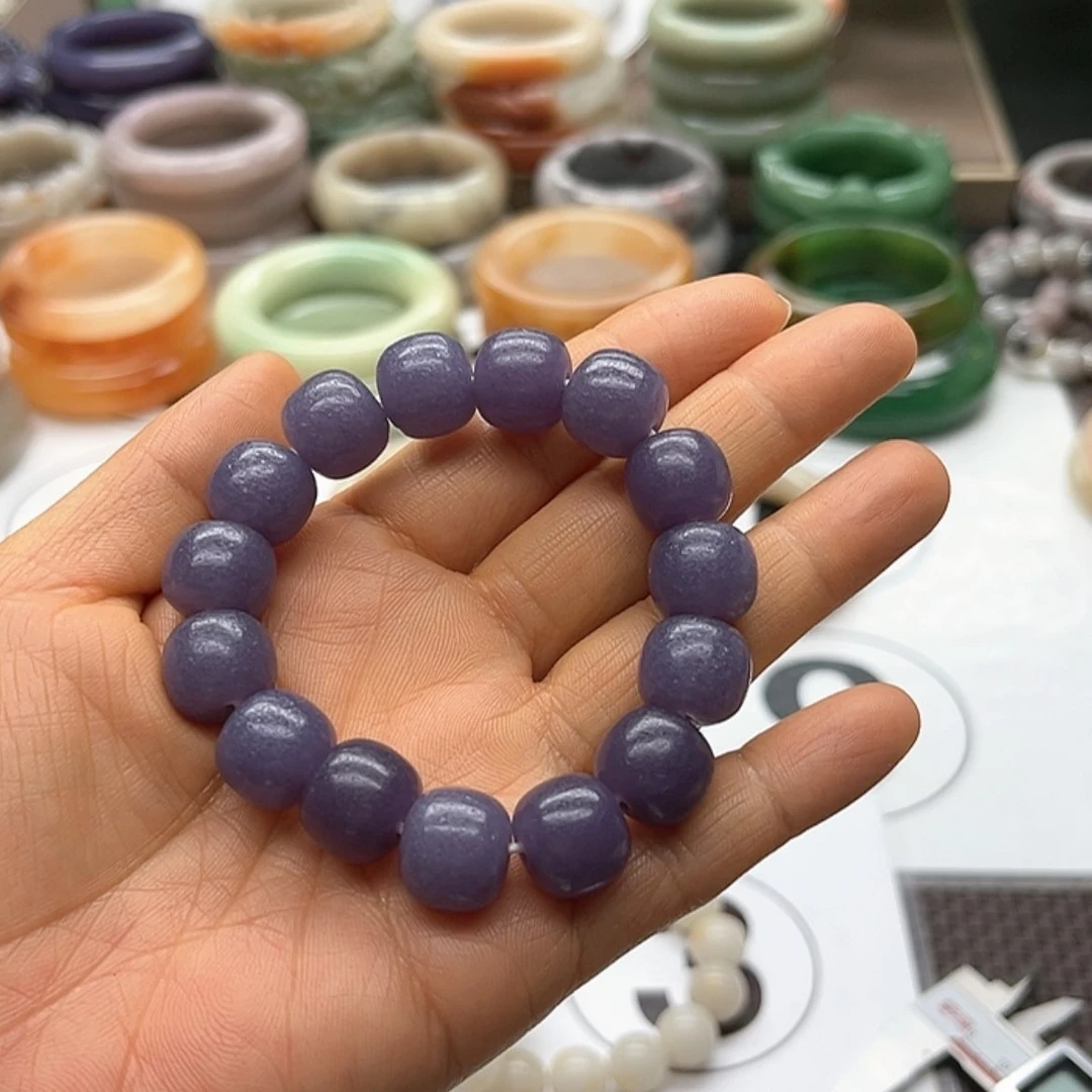 【闪购商品】未镶嵌手镯石英质玉大**烟紫玉手串