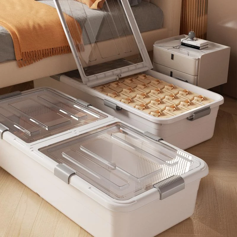 床底收纳箱家用扁平带轮抽屉式衣服被子透明整理床下收纳盒收纳箱