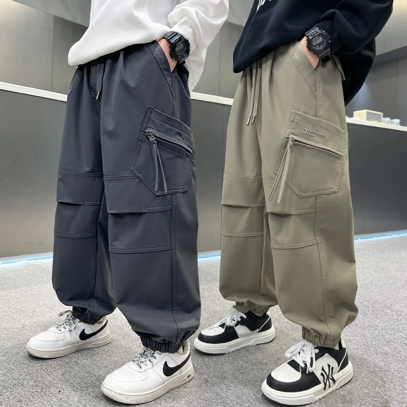 儿童装工装裤子秋季6-12岁男童帅气韩版休闲裤中大童时髦长裤男孩