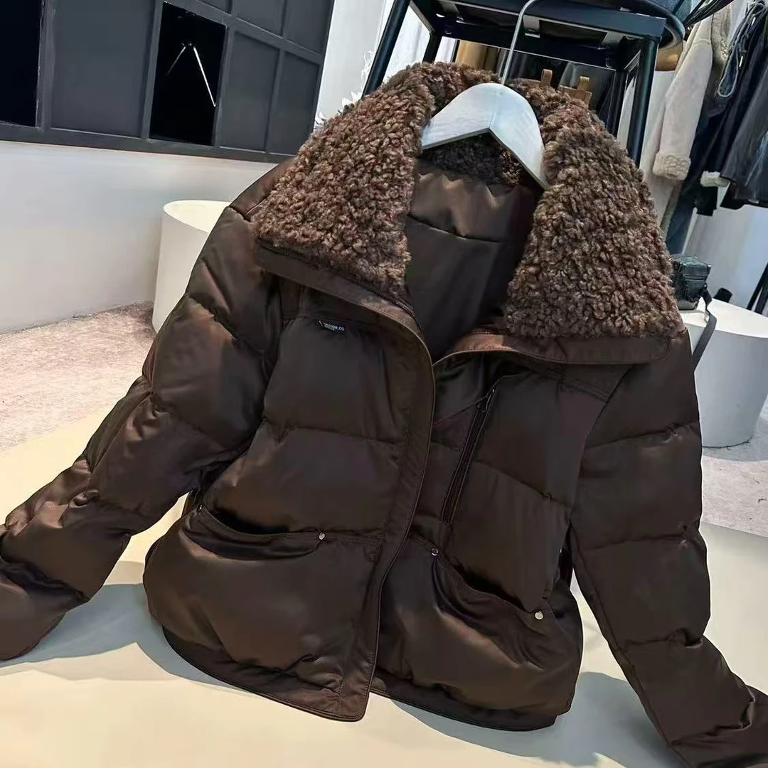 《姚家优麦汇》Y7513冬款翻毛领棉服外套百搭休闲韩系女款