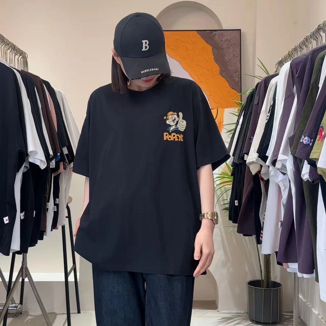 梓庭丹丹【AB面大力水手】新款宽松大版数码印花时尚休闲圆领T恤