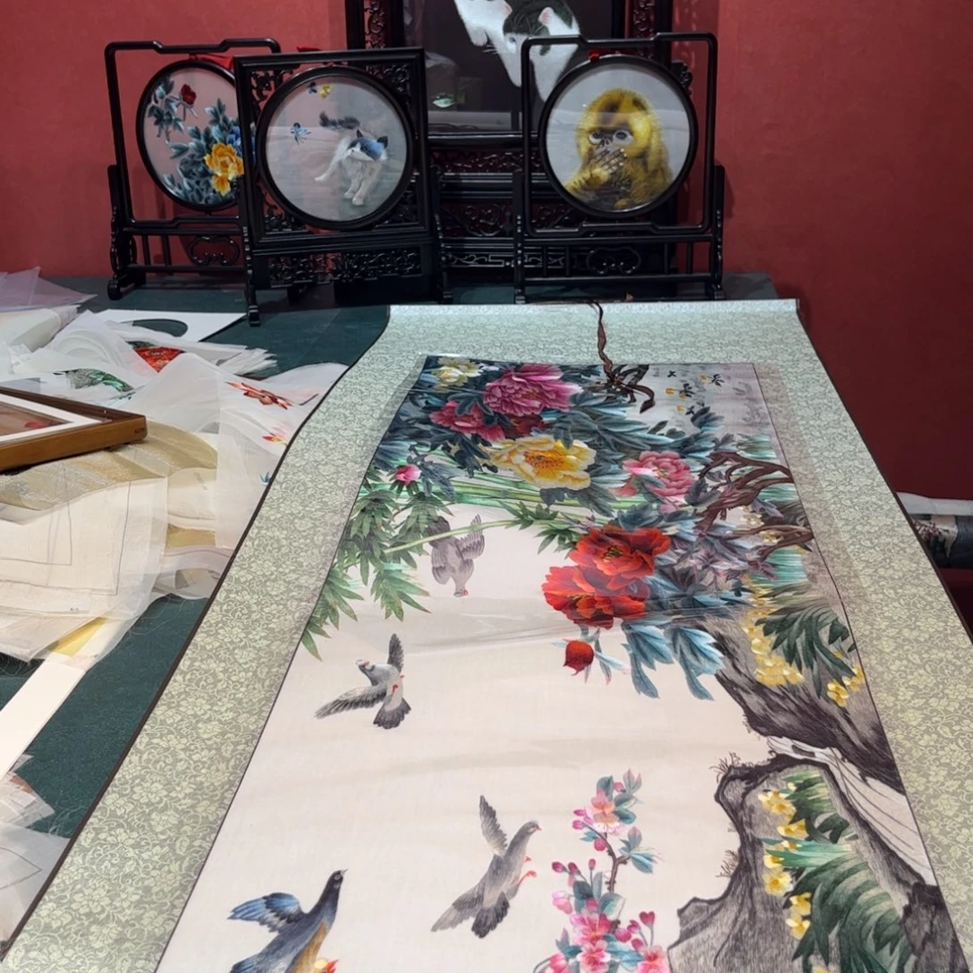 织绣纯手工制作方法将材料混合动力