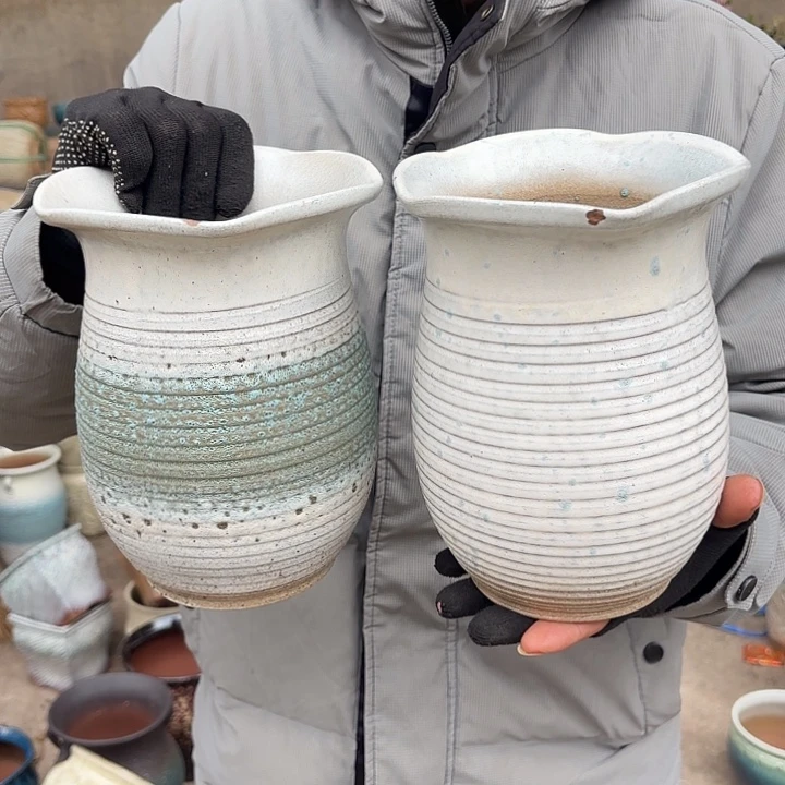 红陶微瑕两个口径15高度20